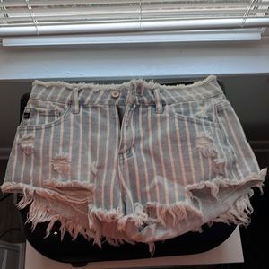 Striped denim kancan shorts